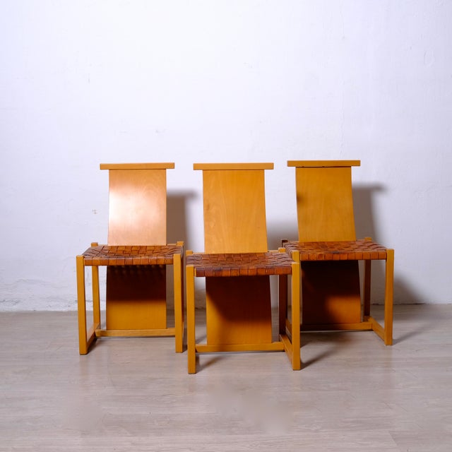 Vintage Chairs in Beech and Leather by Alvar Aalto, 1960s, Set of 3 For Sale - Image 17 of 18