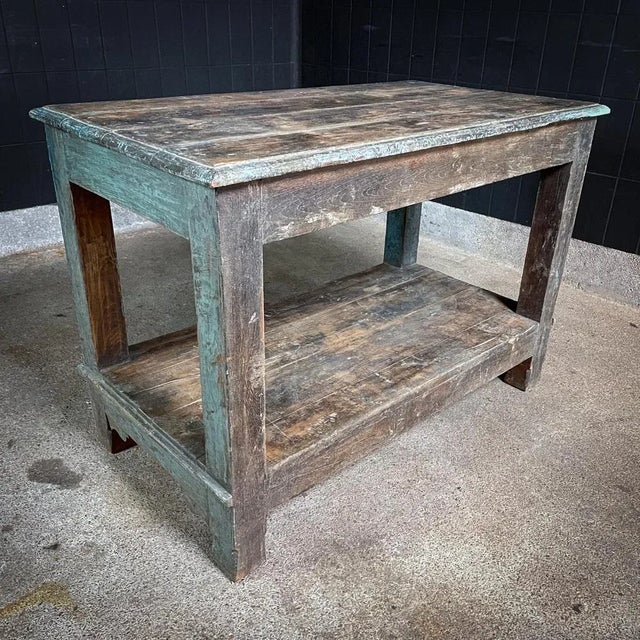 Wood Wooden Packing Table in Blue For Sale - Image 7 of 8