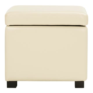 Upholstered Flip Top Ottoman - Black & Off White For Sale