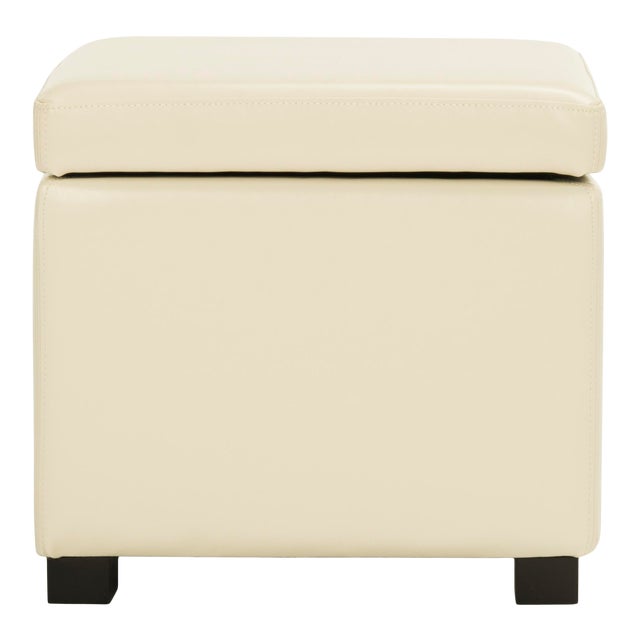 Upholstered Flip Top Ottoman - Black & Off White For Sale