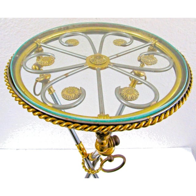 Neoclassical Italian Neoclassical Tripod Drinks Table Nickel and Brass 20th Century For Sale - Image 3 of 18