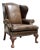 Vintage Ethan Allen Leather Wingback Armchair With Carved Claw Feet For Sale