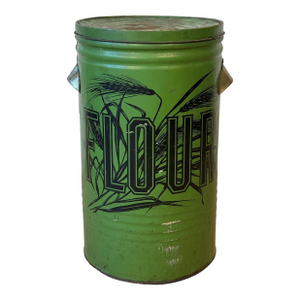 Antique 22" Farmhouse General Store Green Tin Flour Bin