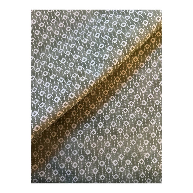 Chelsea Textiles Raindrops in Seamist Fabric 2 1/2 Yards Screen Printed by Hand For Sale