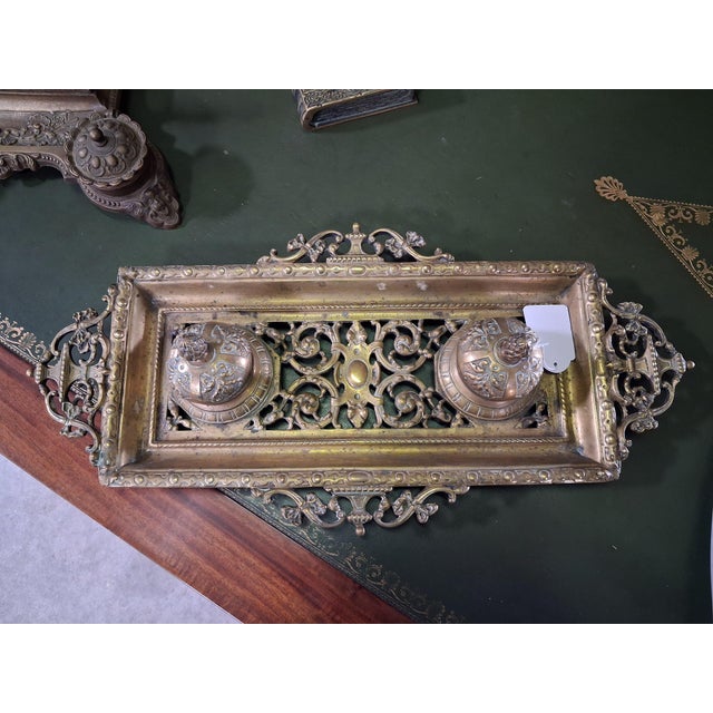 Neo-Renaissance Bronze Desk Inkwell with Openwork Decoration, 19th Century For Sale - Image 9 of 12