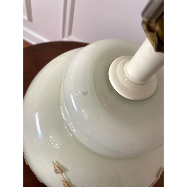 Chinoiserie Style Floral Antique White Ceramic Table Lamp For Sale - Image 10 of 10
