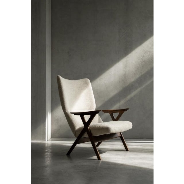 Mid-Century Norwegian Modern Teak and White Bouclé Lounge Chair, 1960s For Sale - Image 11 of 18