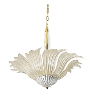 Vintage Murano Glass Palmette Suspension Light For Sale