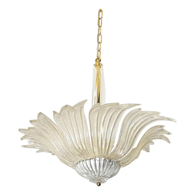 Vintage Murano Glass Palmette Suspension Light For Sale