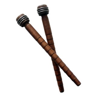 Antique Wooden Textile Bobbins Pair For Sale
