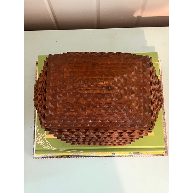 American Antique Chip Carved Tramp Art Box For Sale - Image 3 of 10