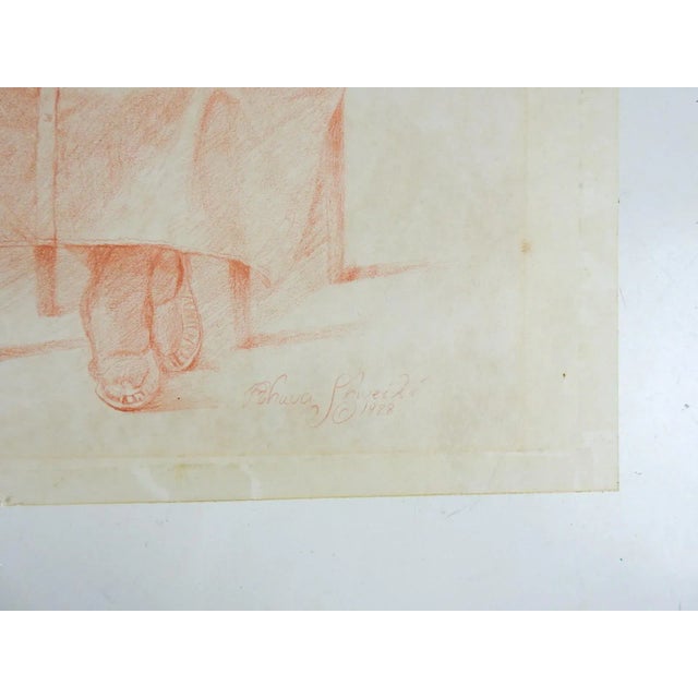 Portraiture Vintage 1988 Portrait of Seated Woman Drawing For Sale - Image 3 of 3