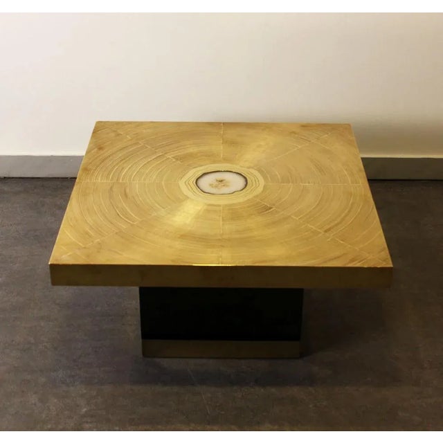 1970s Coffee Table in Engraved Brass and Agate Stone, 1970s For Sale - Image 5 of 7