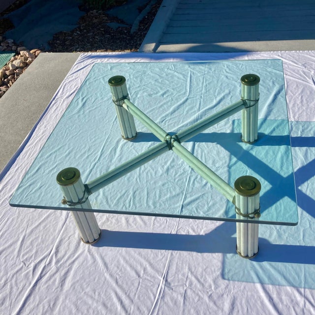 Metal Mid 20th Century Faux Bamboo & Glass Coffee Table From McGuire San Francisco For Sale - Image 7 of 13