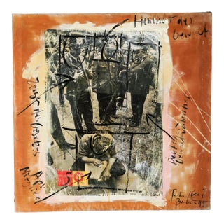 1990s Peter Robert Keil Large Political Mixed-Media Painting, Berlin 1995 For Sale