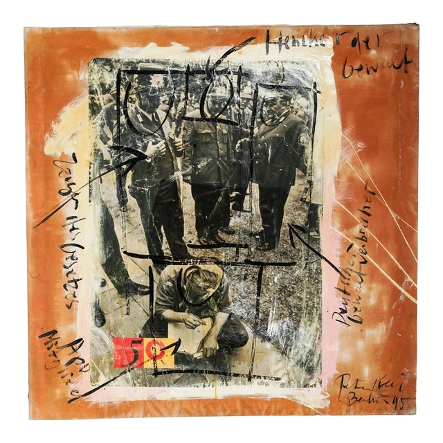 1990s Peter Robert Keil Large Political Mixed-Media Painting, Berlin 1995 For Sale