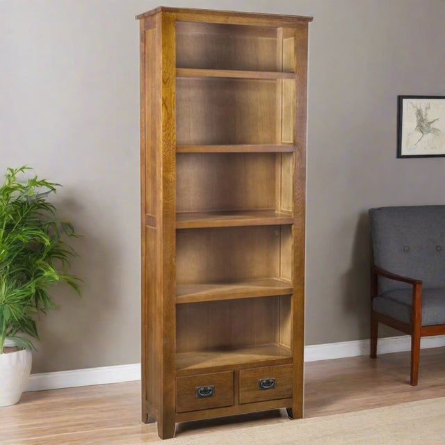 Mission Quarter Sawn Oak Open Shelf Bookcase - Walnut For Sale - Image 10 of 10