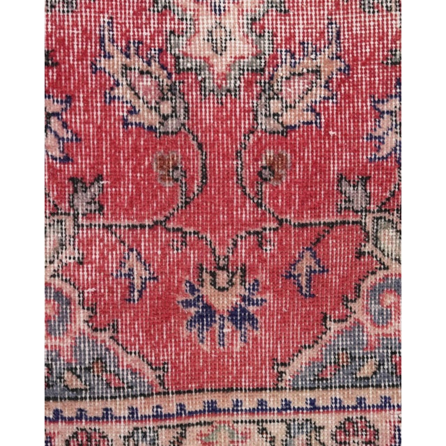Textile 1970s Vintage Turkish Oushak Handmade Wool Cotton Red Area Rug For Sale - Image 7 of 10