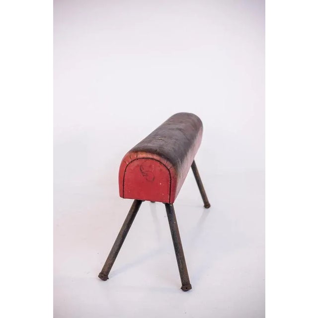 1950s Italian Red Leather and Iron Gymnastic Horse For Sale - Image 5 of 15