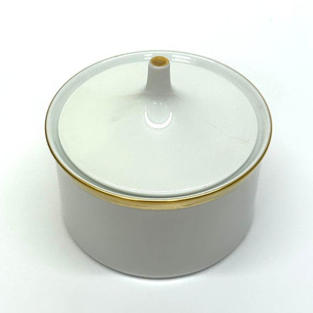 Vintage Mid-Century Modern Rosenthal Kurfürstendamm Gold Embellished Porcelain Creamer and Sugar Bowl Set For Sale - Image 9 of 13