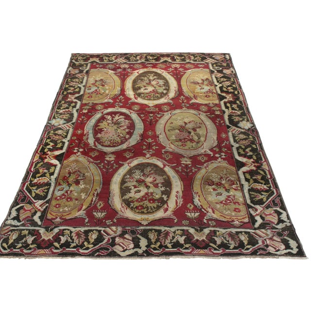 Originating circa 1880-1890, this 5x9 antique Karabagh rug hails from Russia. Hand knotted in wool, the rug showcases the...