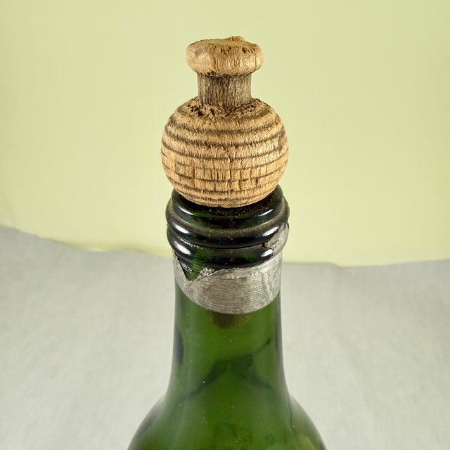 Bottle Green Antique French Etched Martini Vermouth Corked Bottle For Sale - Image 8 of 10