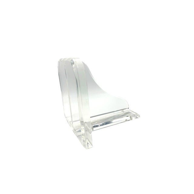Mid-Century Modern 1970s Vintage Thick Beveled Lucite Sculptural Wall Shelf For Sale - Image 3 of 10