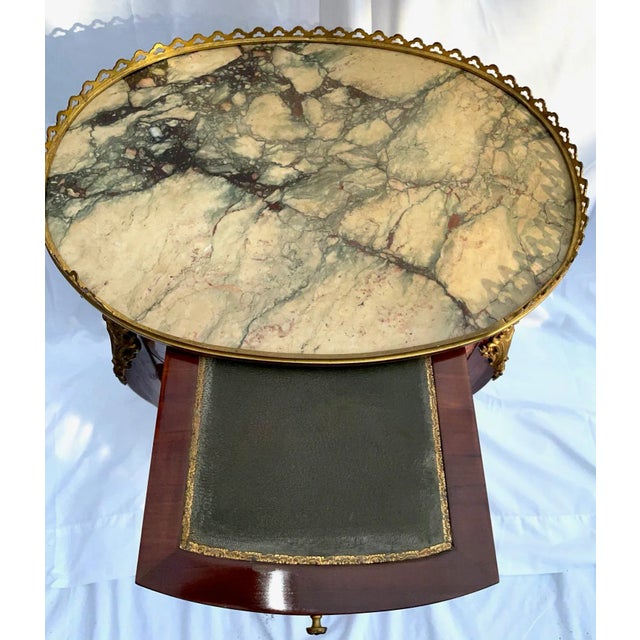 French Transitional Louis Xv/Xvi Style Oval Marquetry Side Table For Sale - Image 12 of 12
