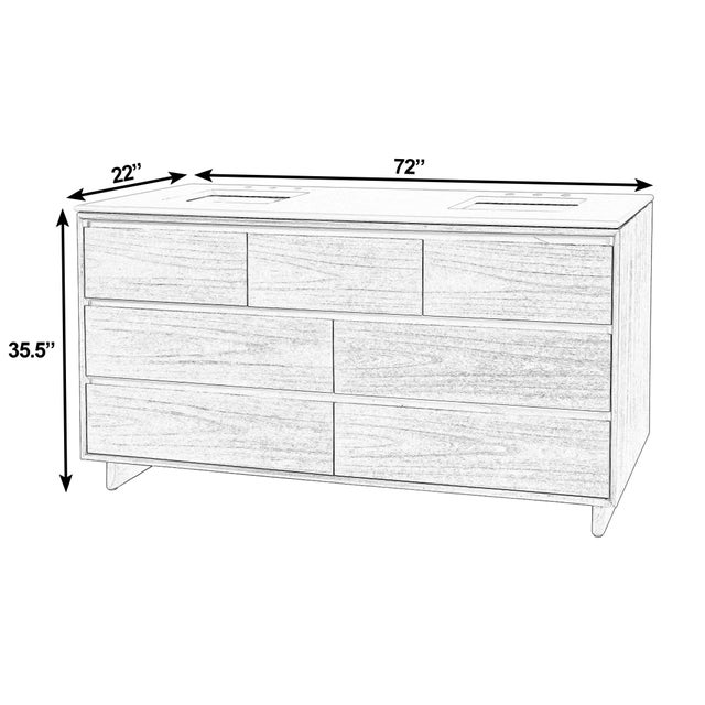 Spritely Home Accent Furniture Halmstad 72 in. W Rectangular Wood Double Sink 5 Drawer Bathroom Vanity Set, Blonde Oak For Sale - Image 4 of 11