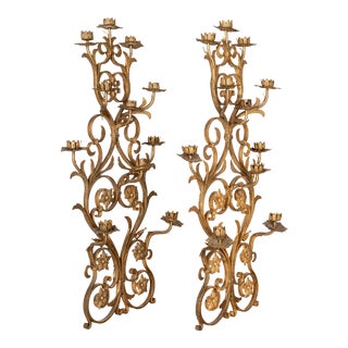 French Iron Candle Sconces, a Pair For Sale
