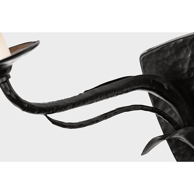 Chapman & Myers for Visual Comfort Signature Amalfi 15" Double Sconce in Waxed Black with Linen Shades For Sale - Image 10 of 15