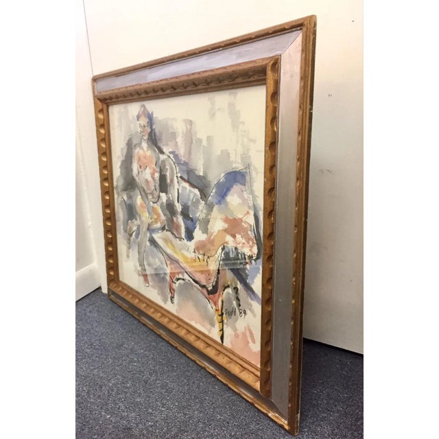1980s John Howard Gould Original "Girl in Repose" Watercolor Painting For Sale - Image 4 of 8