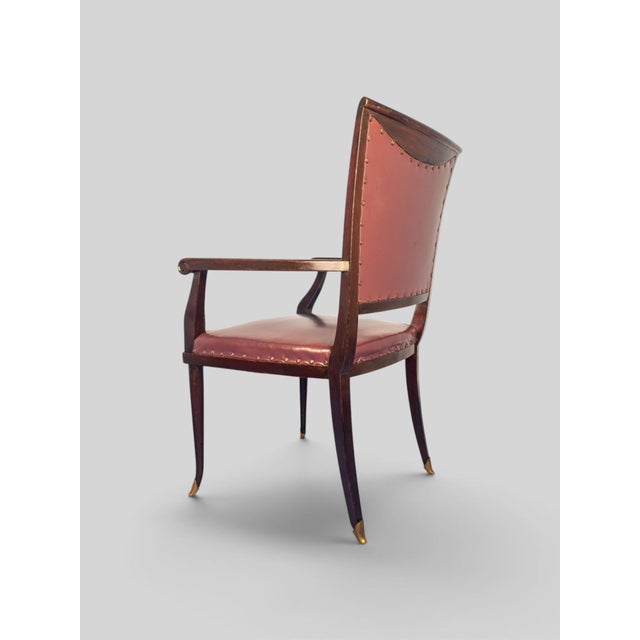 Mid-Century Modern Mid-Century Italian Leather Desk Armchair by Vittorio Dassi, 1950s For Sale - Image 3 of 16