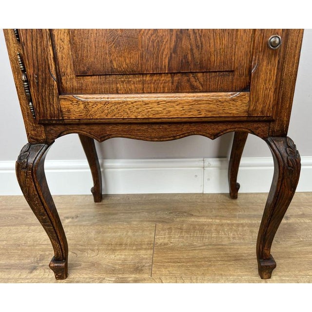 Vintage French Louis Style Oak Bedside Table For Sale - Image 4 of 10