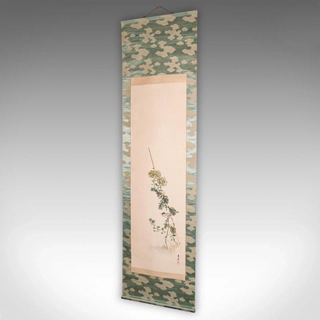 Japanese 1920's 6' 6'' Tall Antique Scroll Painting For Sale - Image 3 of 9