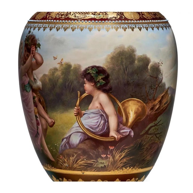19th Century An Exceptional Berlin KPM Iridescent Jeweled Porcelain Vase "The Spring Dance" For Sale - Image 5 of 8