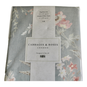 Cabbages & Roses London Duvet 3 Pce King Set in Henrietta Pattern in Cornflower Blue