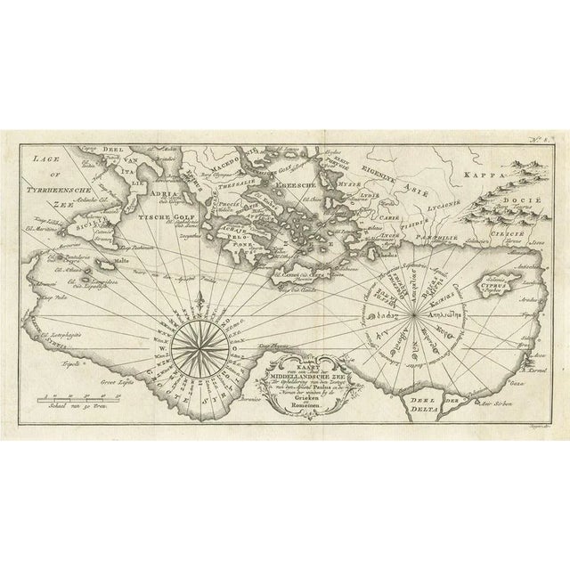 Dutch Map of the Region Around the Mediterranean Sea, 1773 For Sale