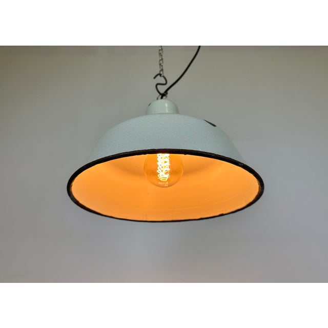 Industrial White Enamel Factory Pendant Lamp from Zaos, 1960s For Sale - Image 16 of 17
