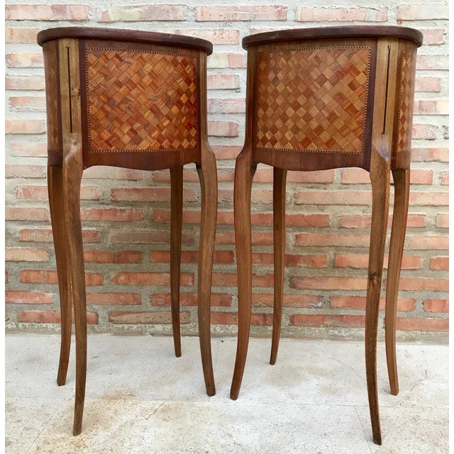 Wood Pair of French Louis XV Style Nightstands with Three Drawers, 1940s For Sale - Image 7 of 15