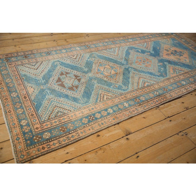 Sky Blue 1930s Vintage Persian Malayer Diamond Medallion Wool Runner For Sale - Image 8 of 12