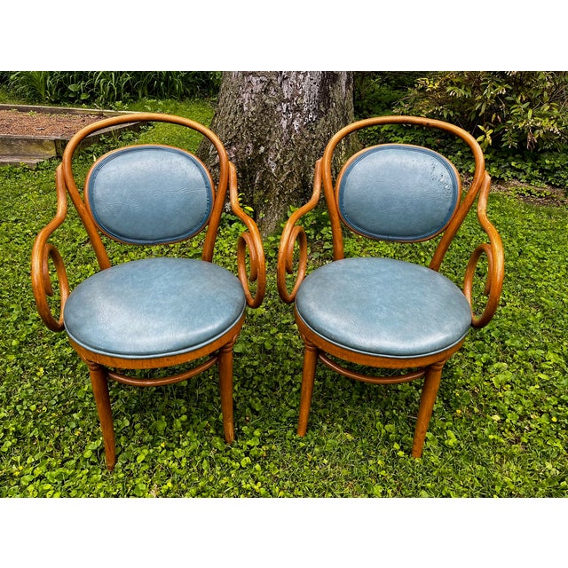 Wood Mid-Century Thonet Style Bentwood Dining Room Armchairs - A Pair For Sale - Image 7 of 10