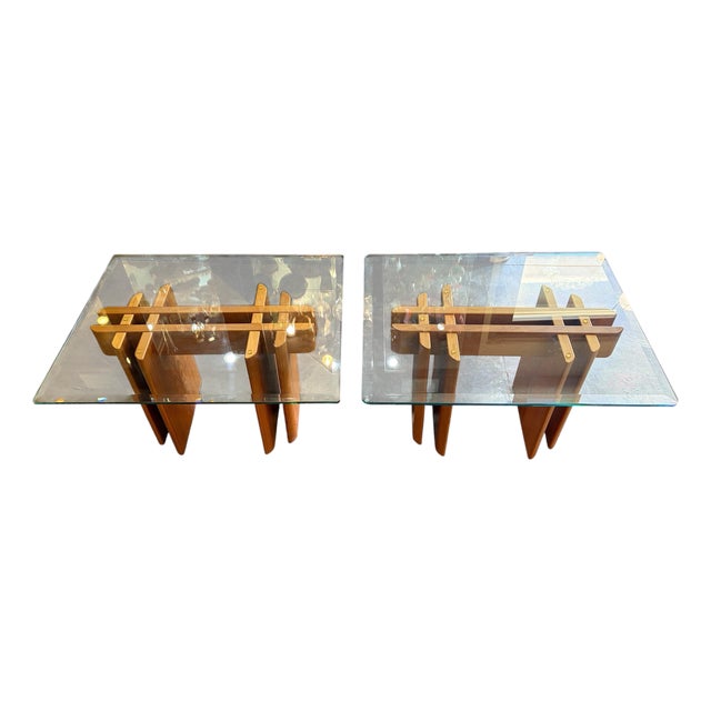 1970s Pair Danish Modern Sculptural Teak End Tables For Sale