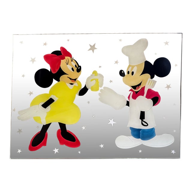 Custom Design Minnie Mouse and Mickey Mouse Carved Painted Ceiling or Window Panel For Sale