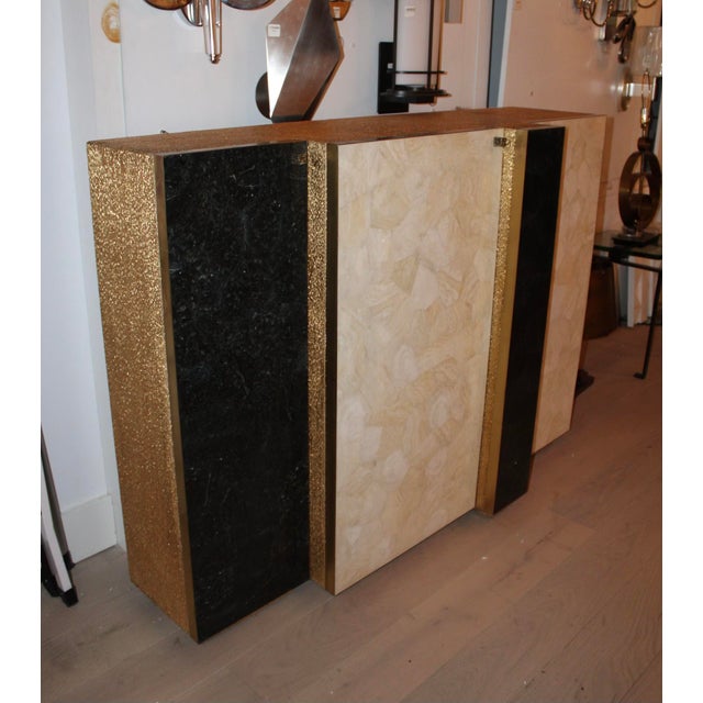 Contemporary Contemporary Gold Leaf and Stone Credenza For Sale - Image 3 of 6