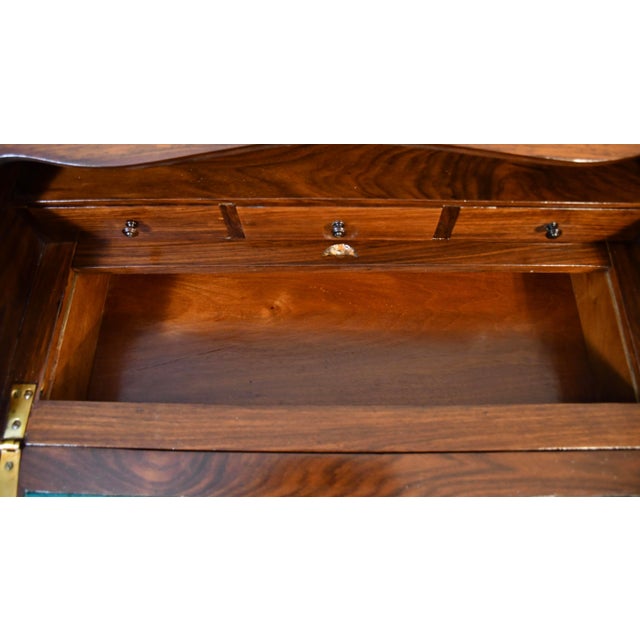 1880s Antique French Louis XV Walnut & Satinwood Inlay Secretary Ladies Desk For Sale - Image 11 of 18
