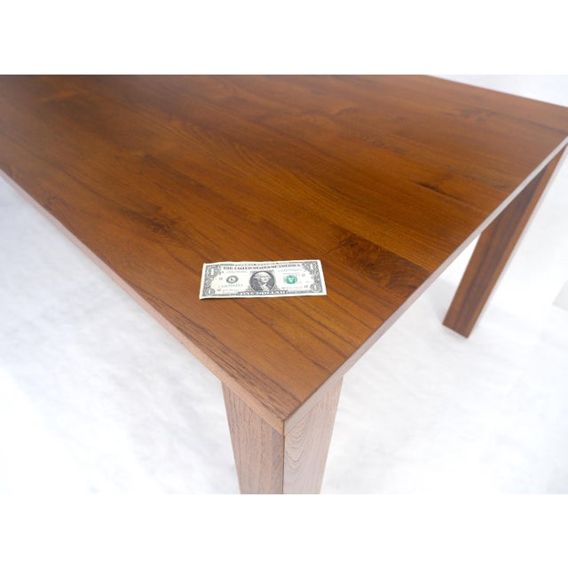 Mid-Century Modern Massive Solid TEAK 41x87 Dining Conference Table Parsons Style MINT For Sale - Image 3 of 11