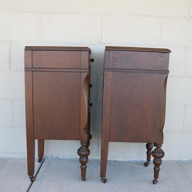 Bassett Pair of 1930s Depression Era Upcycled Vanity Nightstands For Sale - Image 4 of 16