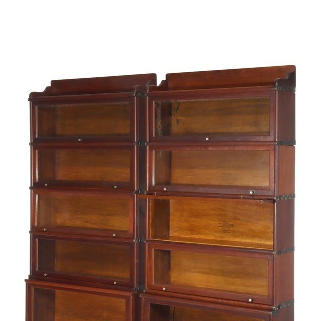 Pr Globe Wernicke Mahogany 6-Stack Step-Back 1-Drawer Barrister Bookcases C1920, 2 Pieces For Sale - Image 10 of 16
