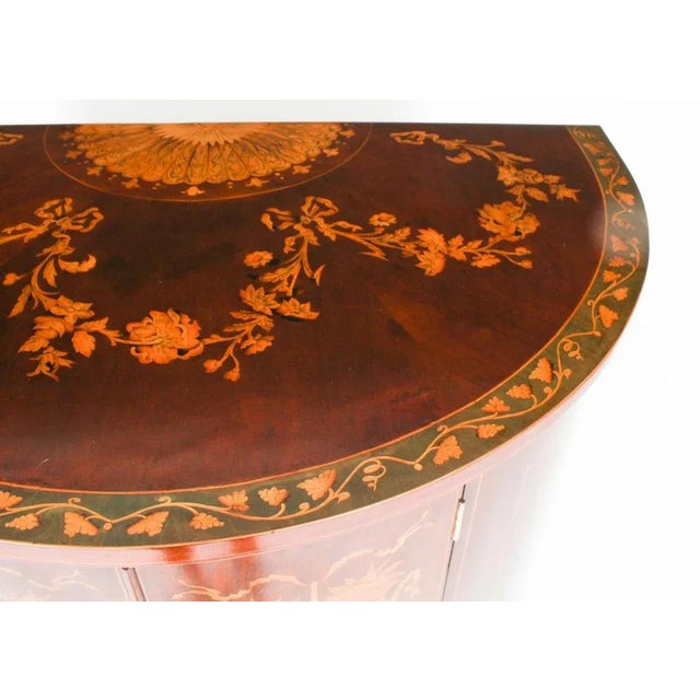 Wood 19th Century Victorian Marquetry Demi Lune Cabinet For Sale - Image 7 of 18